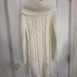 VENUS Cream Cowl Neck Cable Knit Dress